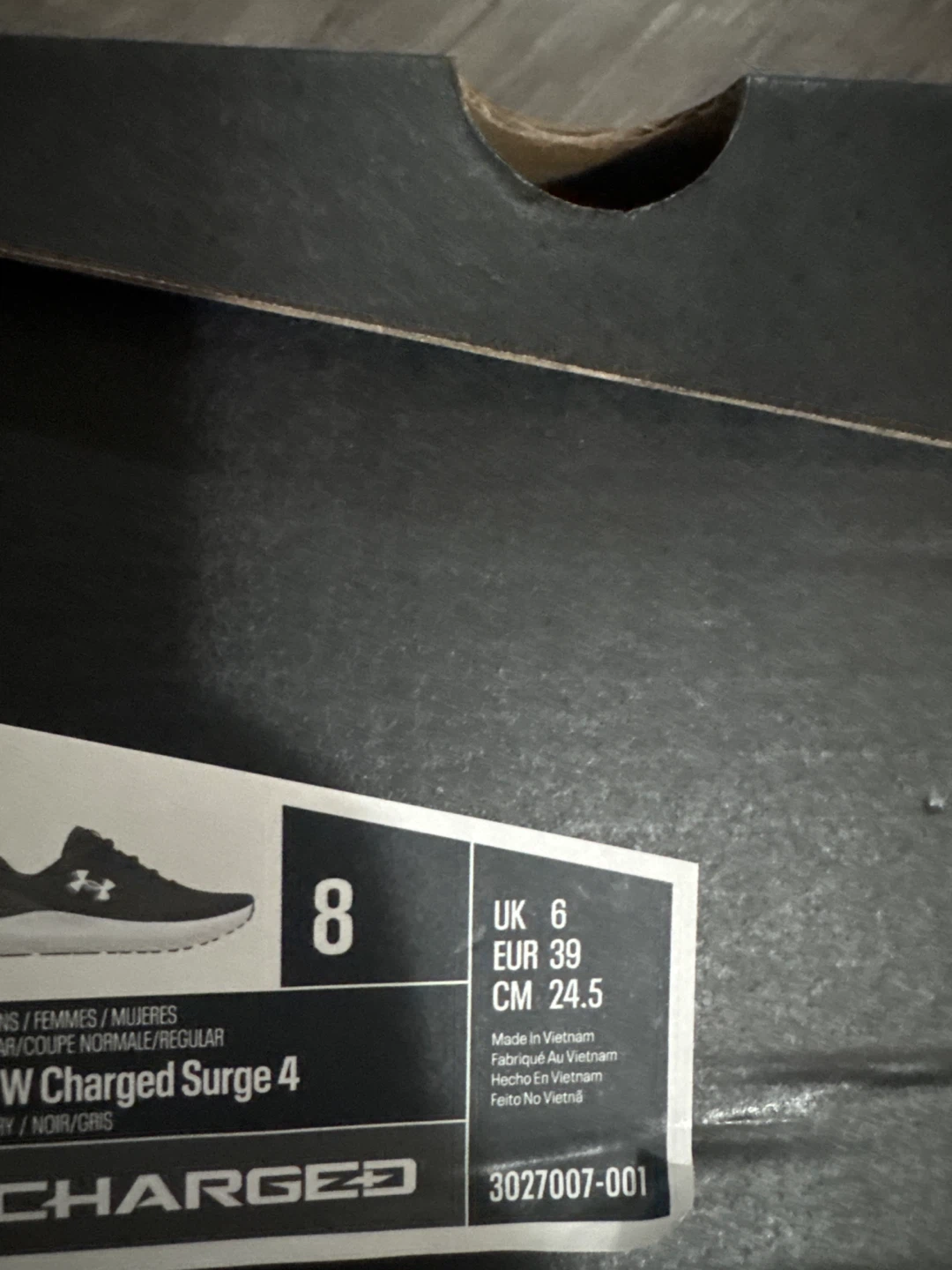 Under Armour Charged Surge 4 Black Shoes - Size 8 - photo 2