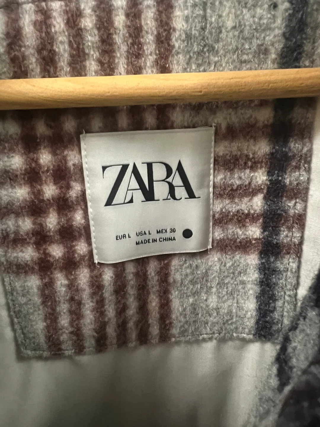 Zara Plaid Wool Blend Overshirt - Size L image indicator(2)