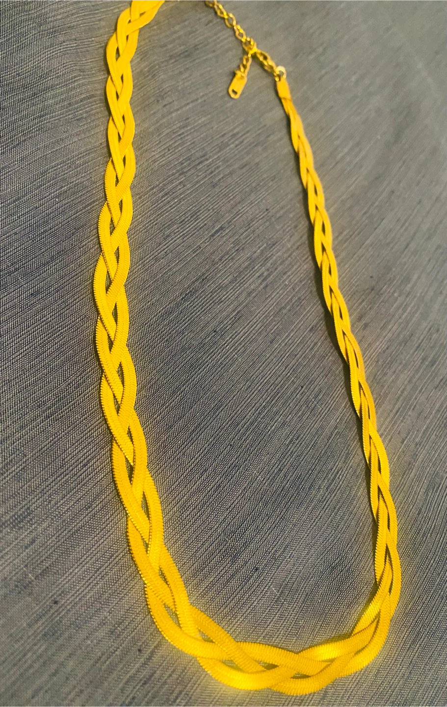 Gold tone Stainless Steel Herringbone Braided Necklace
