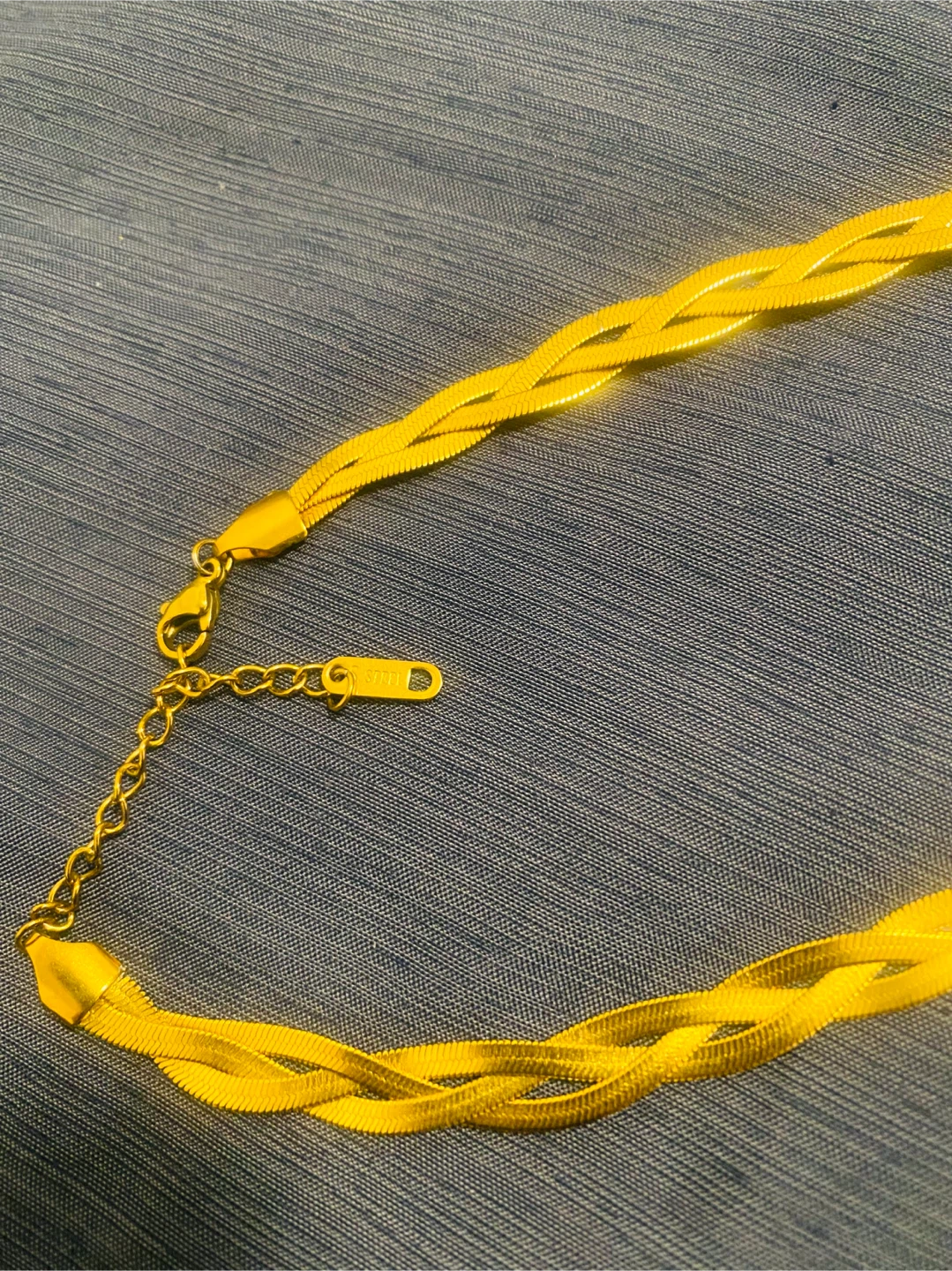 Gold tone Stainless Steel Herringbone Braided Necklace - photo 2