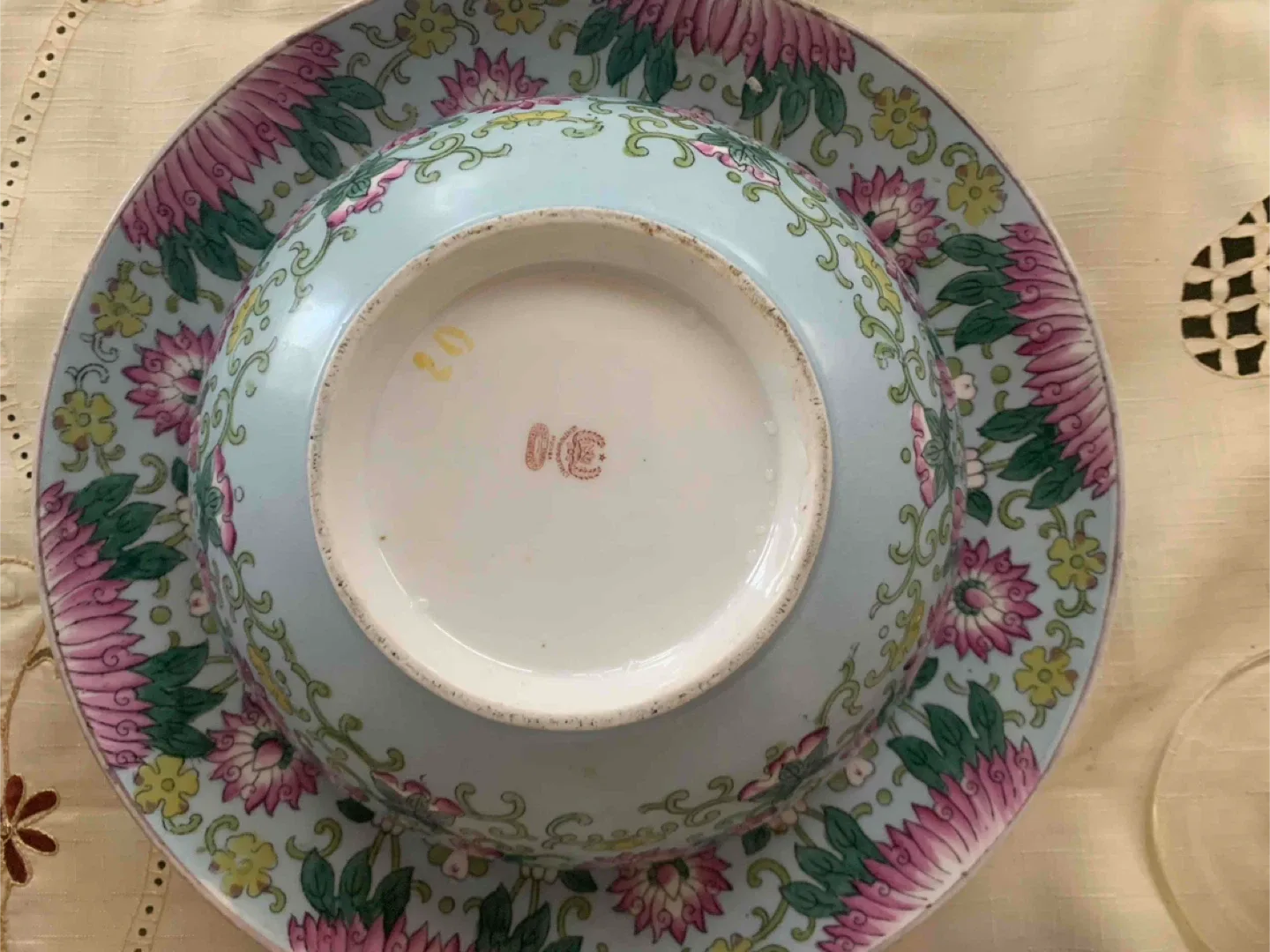 Antique Floral Bowl and Plate Set thumbnail