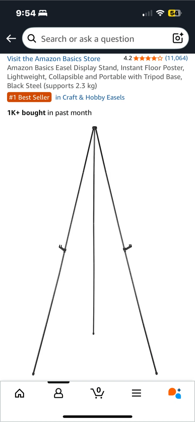 Black Easel Stand, 65" Adjustable
