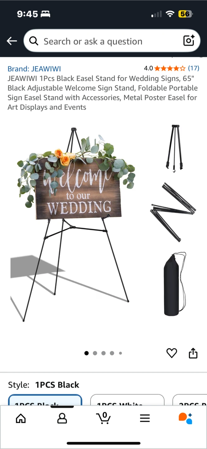 Black Easel Stand, 65" Adjustable - photo 4