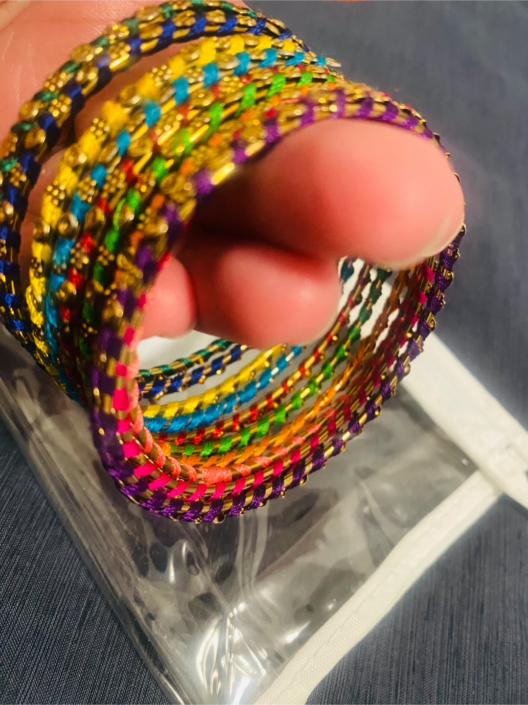 Set of Colourful Embellished Metallic Bangles - photo 4