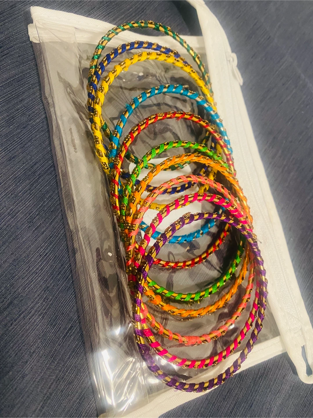 Set of Colourful Embellished Metallic Bangles - photo 2