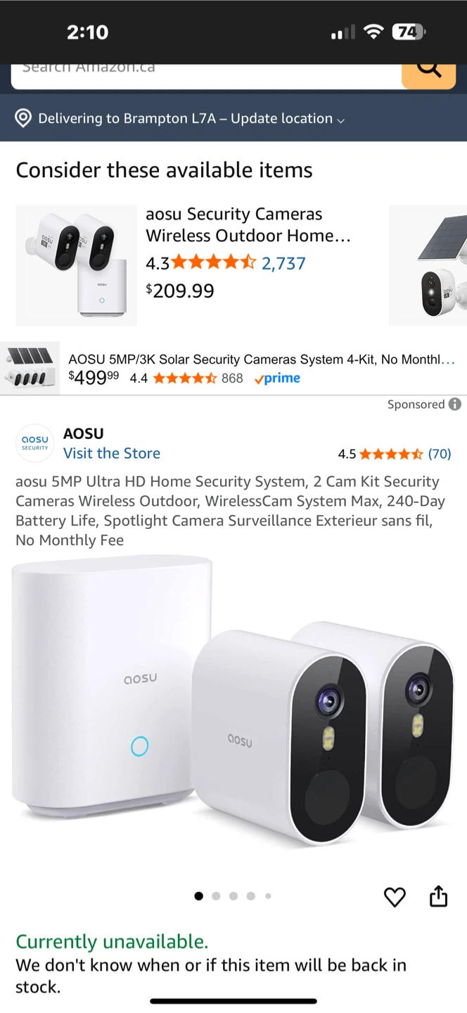 AOSU 5MP Wireless Outdoor Home Security System
