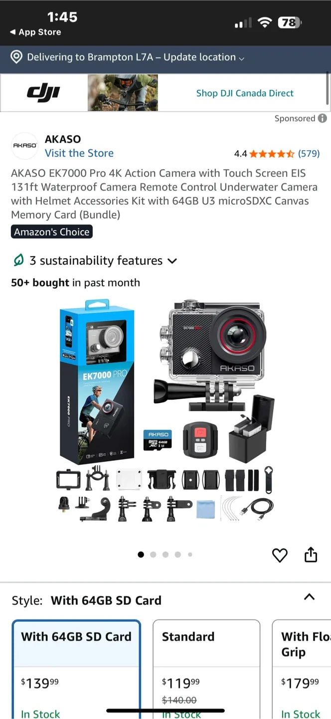 AKASO EK7000 Pro 4K Action Camera w/ Accessories thumbnail