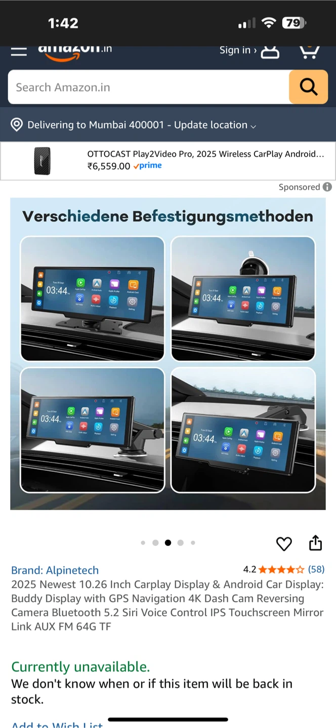 Alpinetech 2025 10.26 Inch Carplay Display