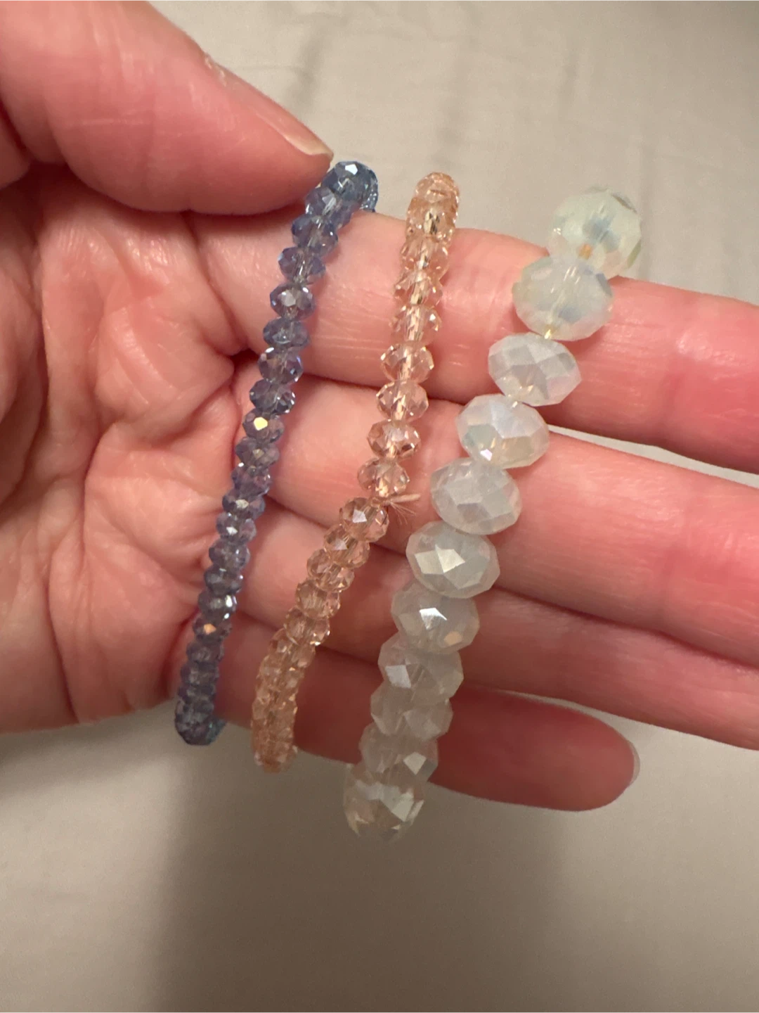 Set of 3 Crystal Bead Bracelets 🥕