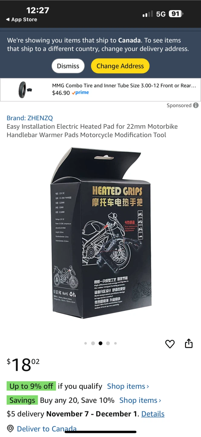 ZHENZQ Heated Grips for 22mm Motorbike Handlebar - New