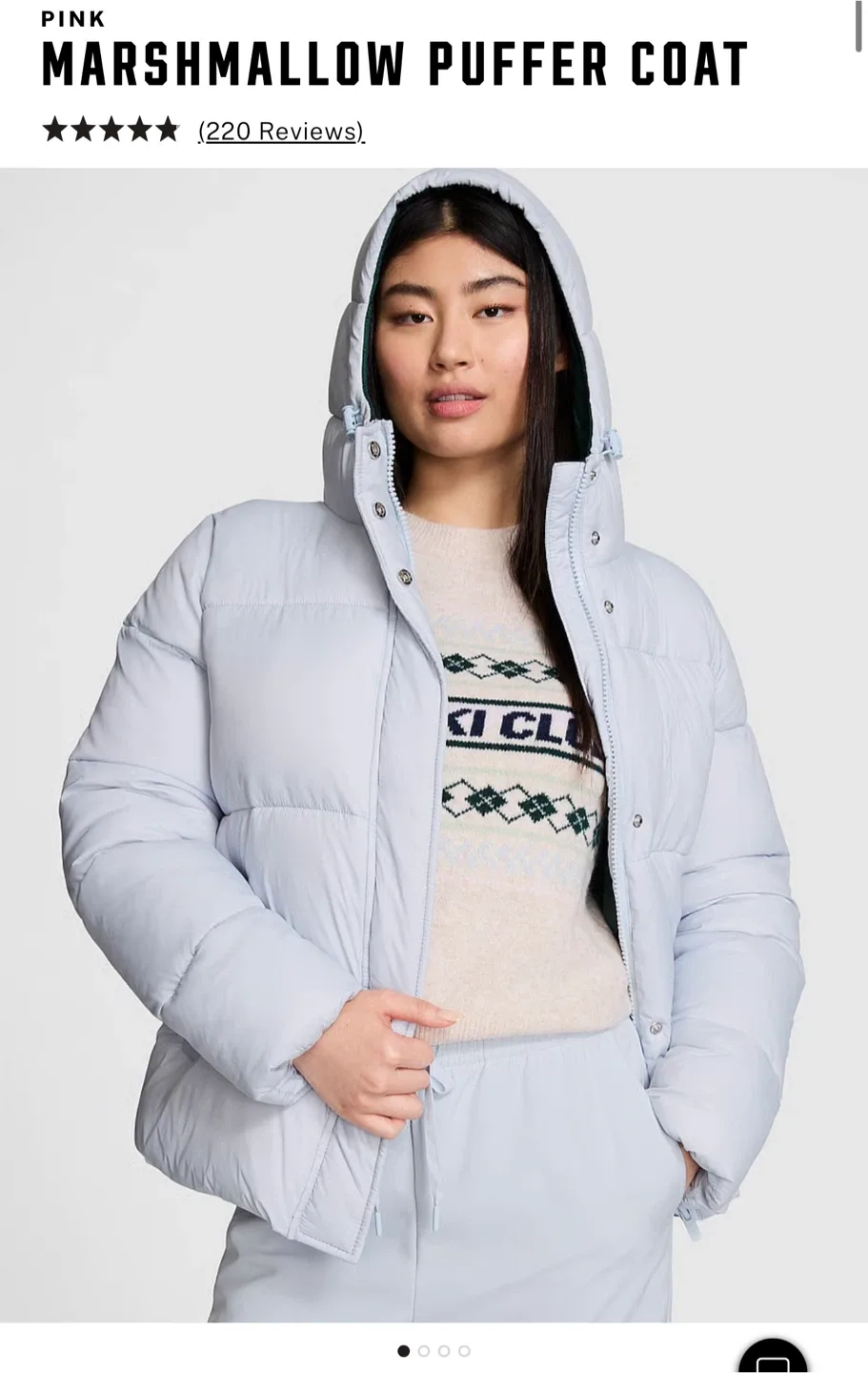 PINK Marshmallow Puffer Coat - Size XL thumbnail