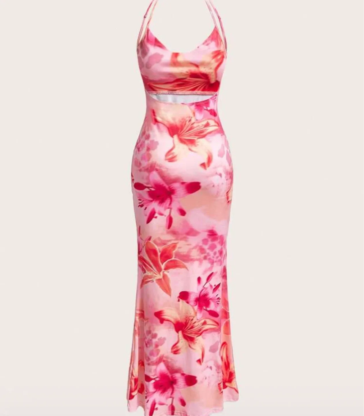 Floral Print Halter Maxi Dress thumbnail
