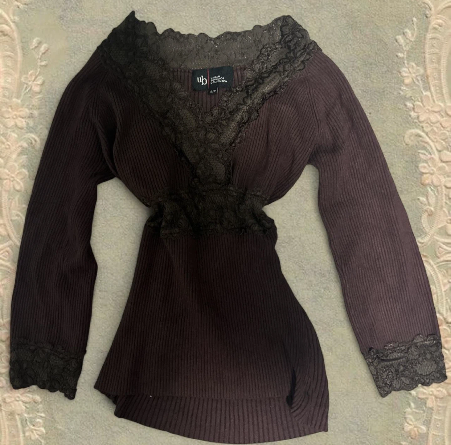 Urban Behaviour Collection Brown Lace Trim Top S