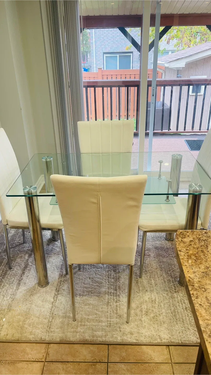 Glass Top Dining Table with 4 Chairs image indicator(3)