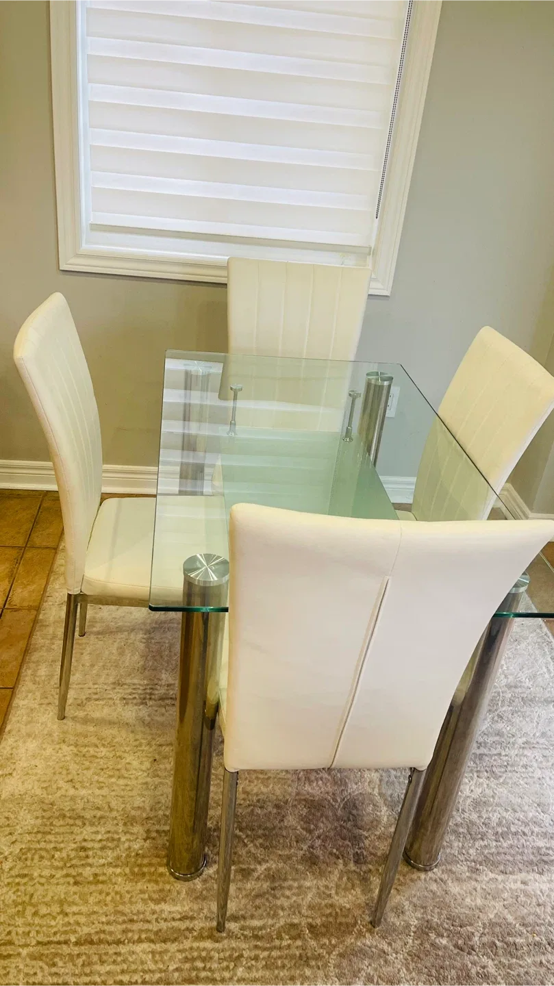 Glass Top Dining Table with 4 Chairs image indicator(2)