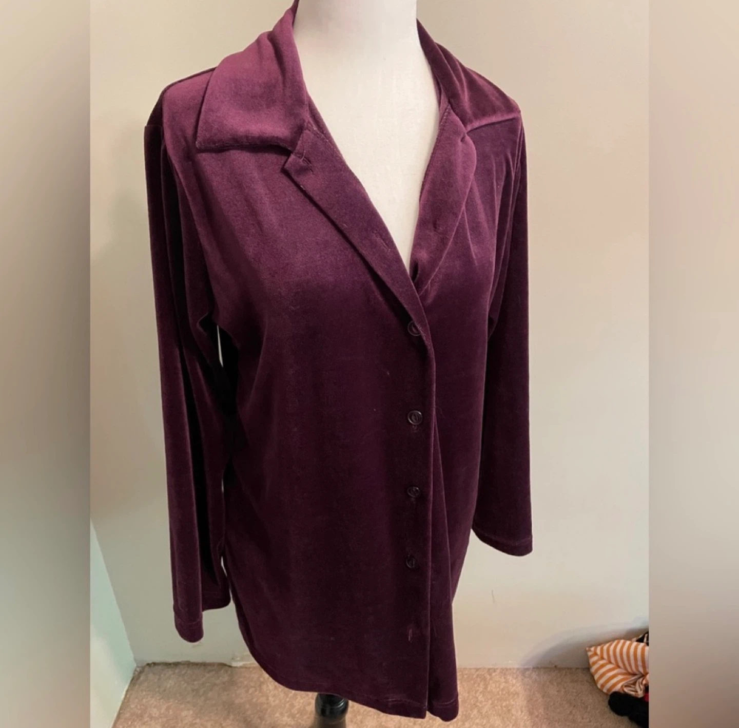 Vintage Plum Velour Blouse