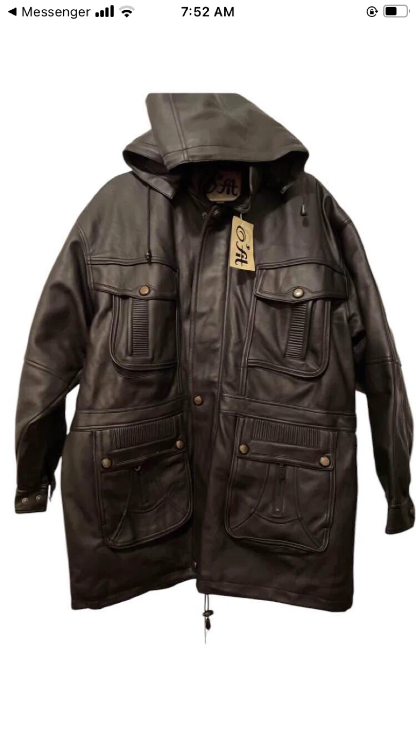 Ojia Black Leather Hooded Jacket - photo 2