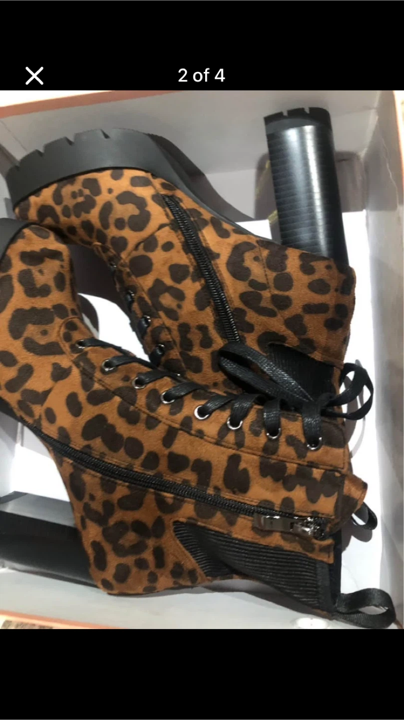 Leopard Print Platform Boots