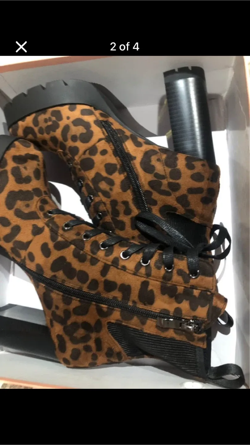 Leopard Print Platform Boots