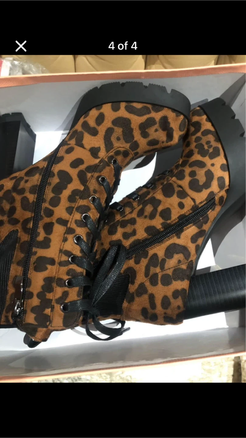 Leopard Print Platform Boots - photo 3