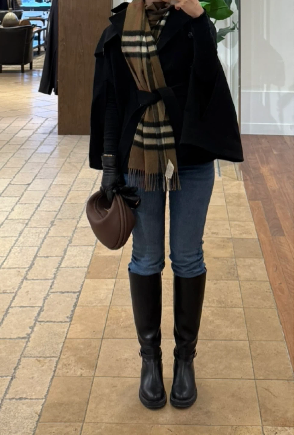 Black Leather Knee High Boots