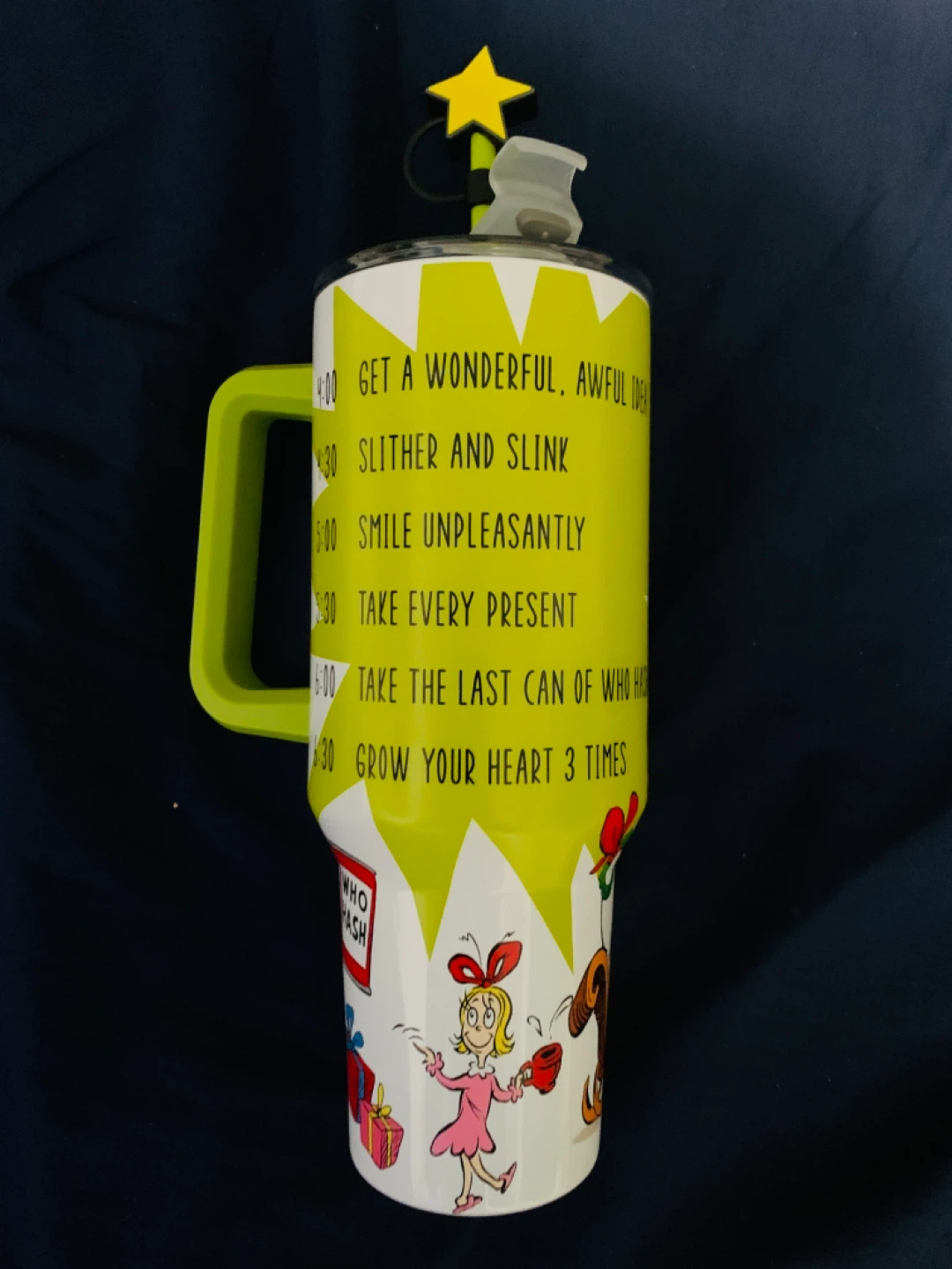 Grinch Stainless Steel Tumbler 40 oz. Handle Straw Topper Lid - photo 2