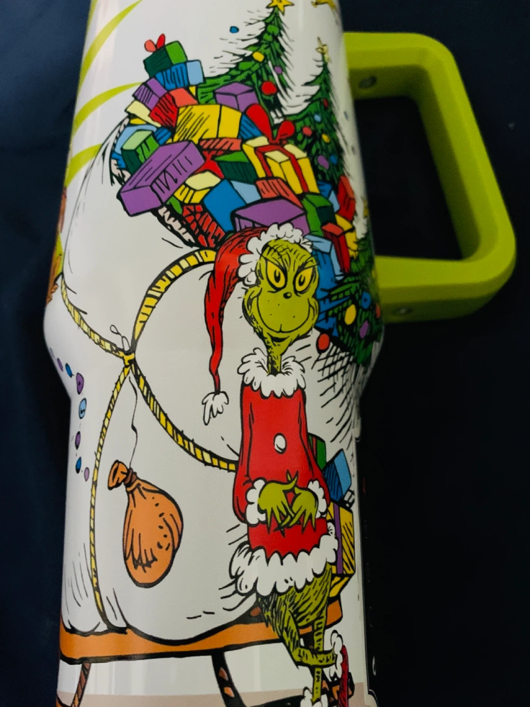 Grinch Stainless Steel Tumbler 40 oz. Handle Straw Topper Lid - photo 3