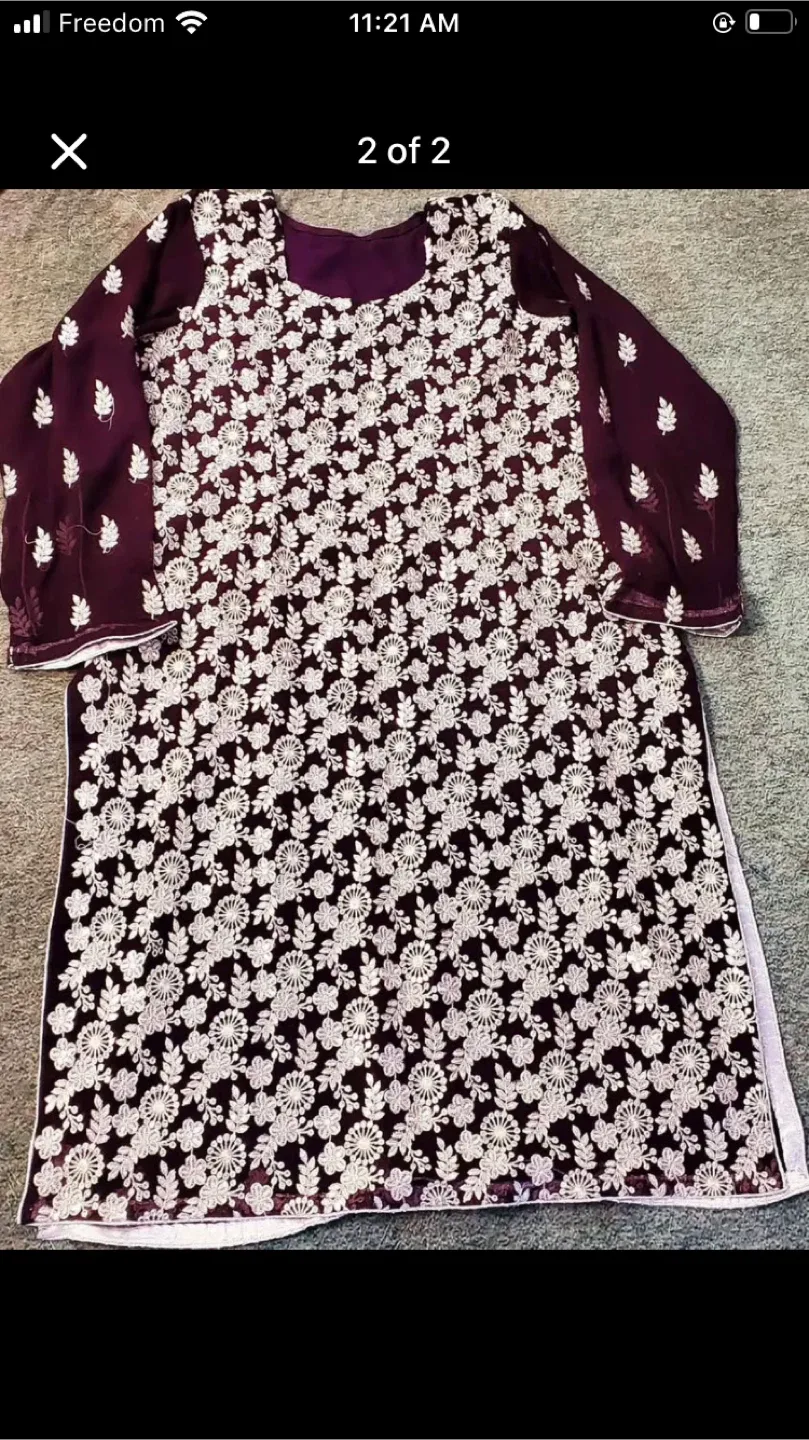 Maroon Embroidered Salwar Kameez 3 piece Suit