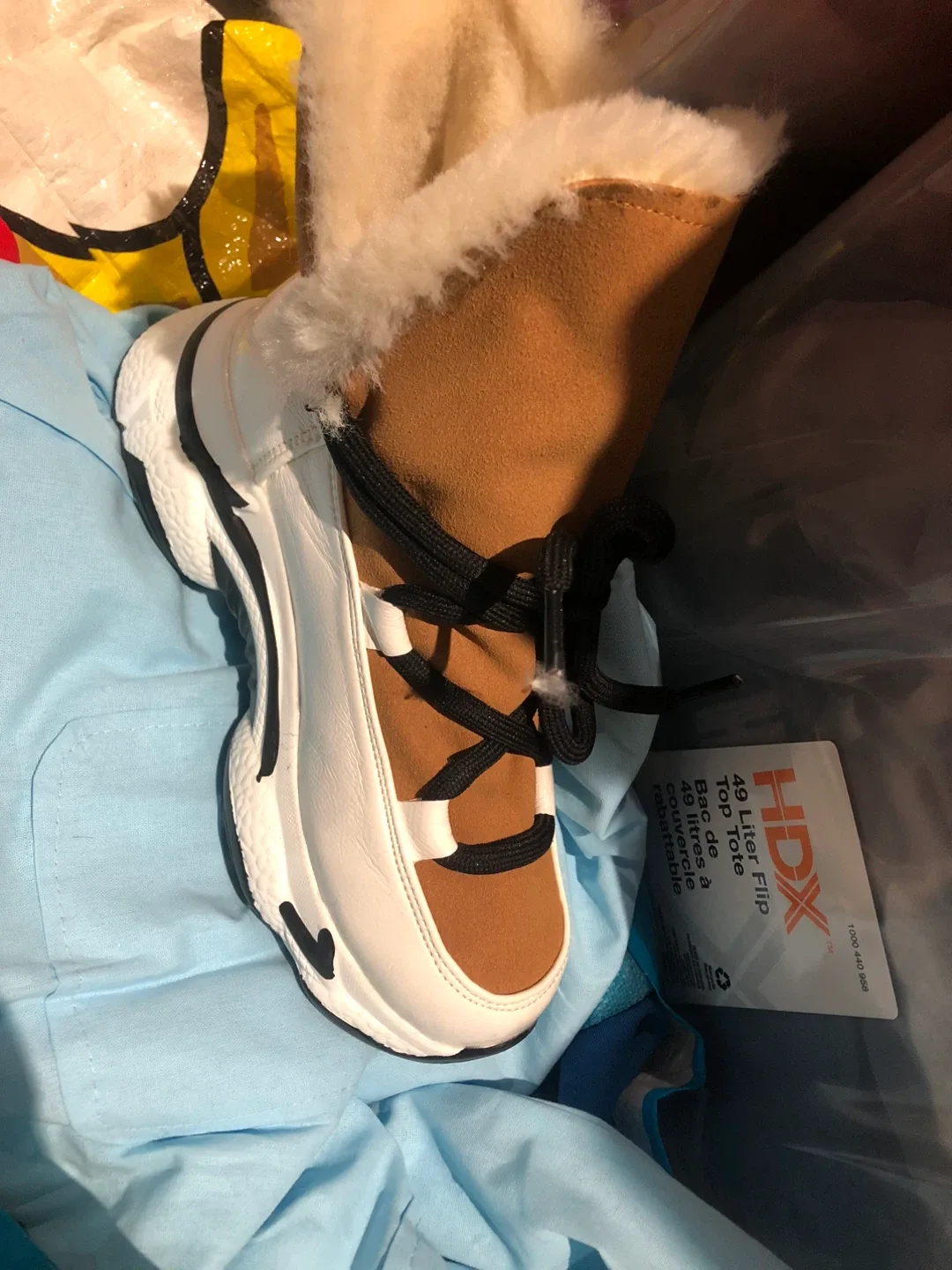 Brown & White Winter Boots - Size 9