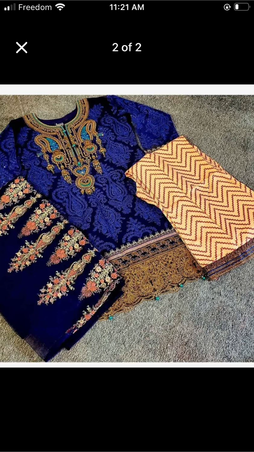 Blue Embroidered Kurti Set brand new party dress