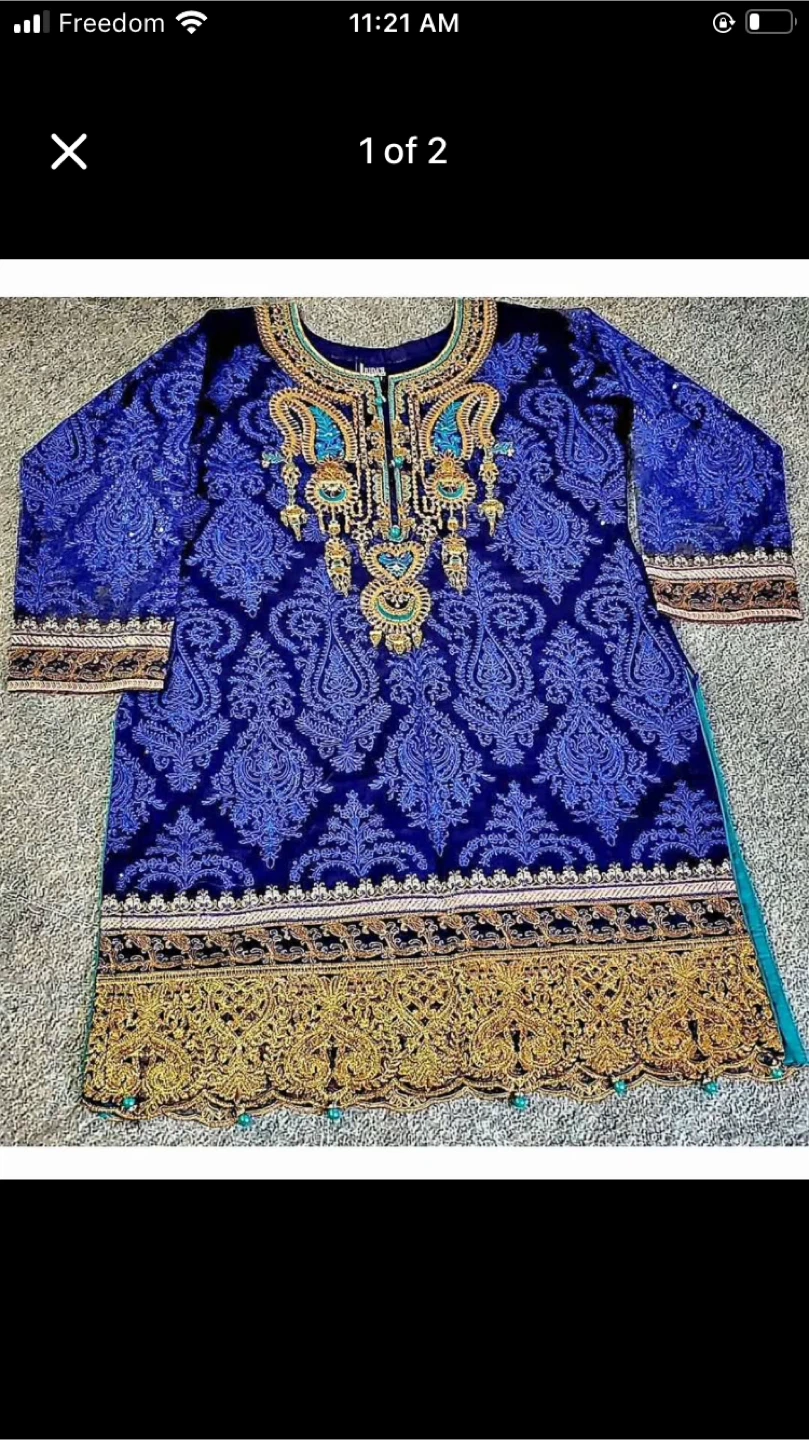 Blue Embroidered Kurti Set brand new party dress - photo 2