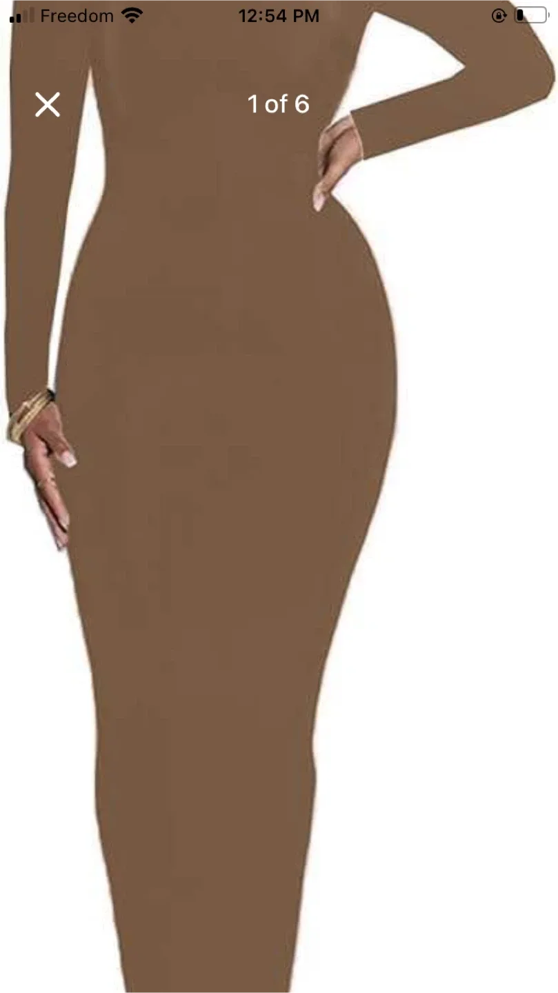 Brown Long Sleeve Bodycon Dress