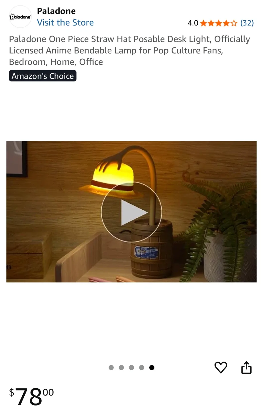 One Piece Straw Hat Posable Light - New in Box! image indicator(5)