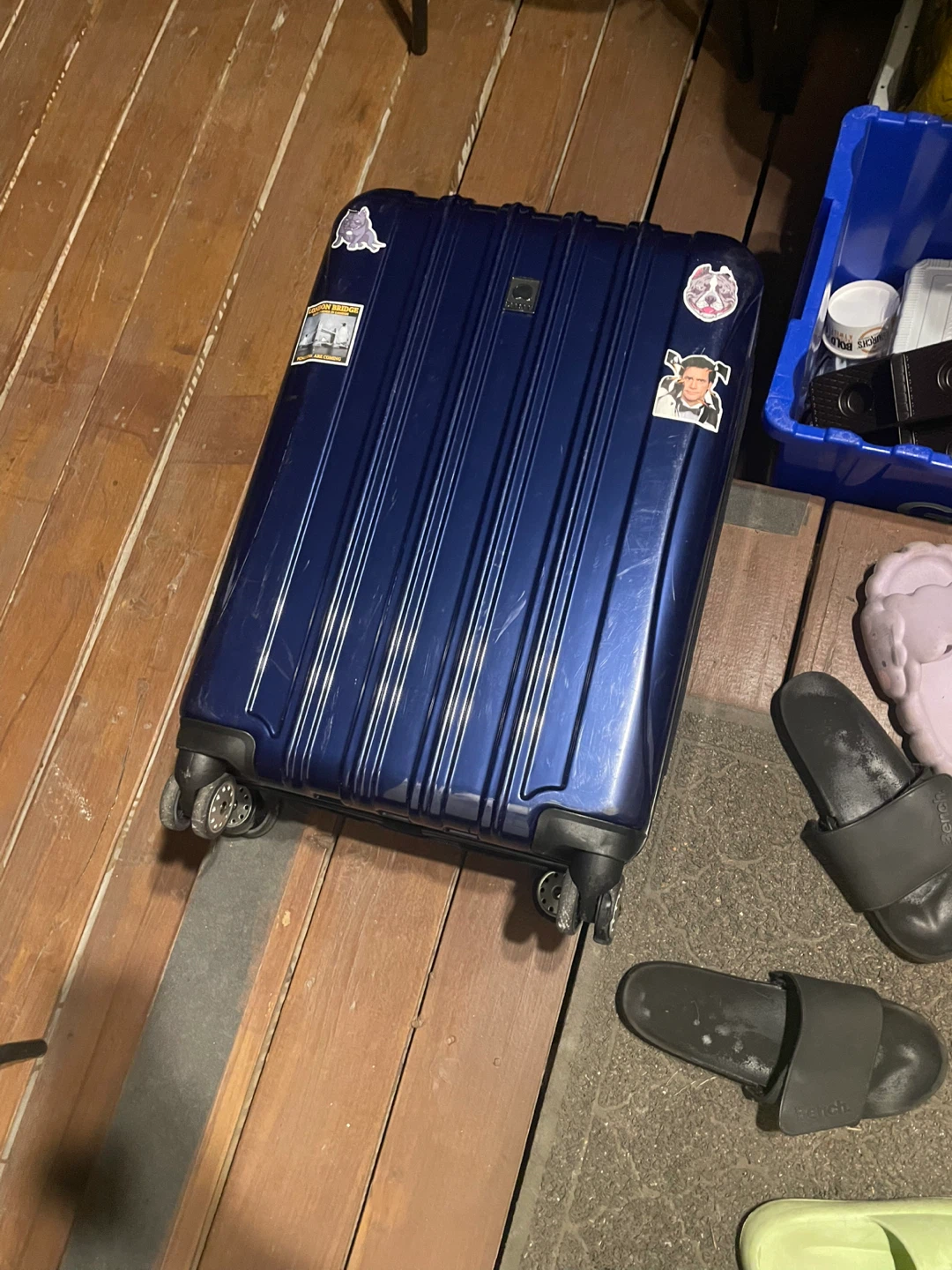 Used Blue Suitcase - Damaged Wheel