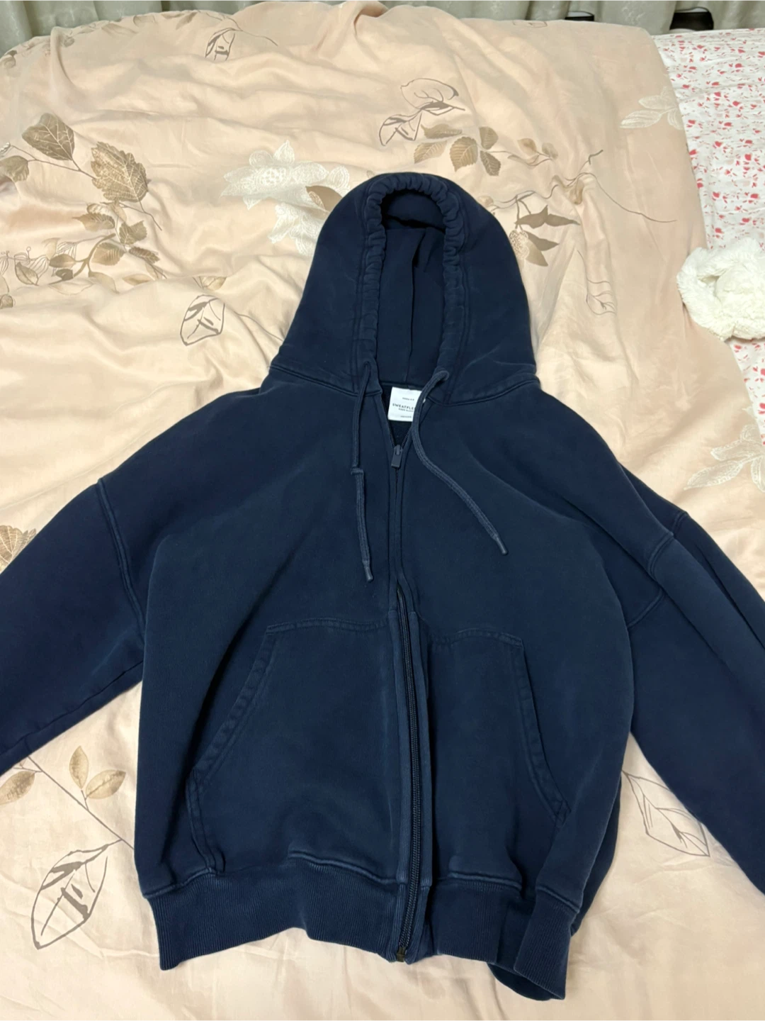 Aritzia Sweatfleece Navy Blue Zip-Up Hoodie