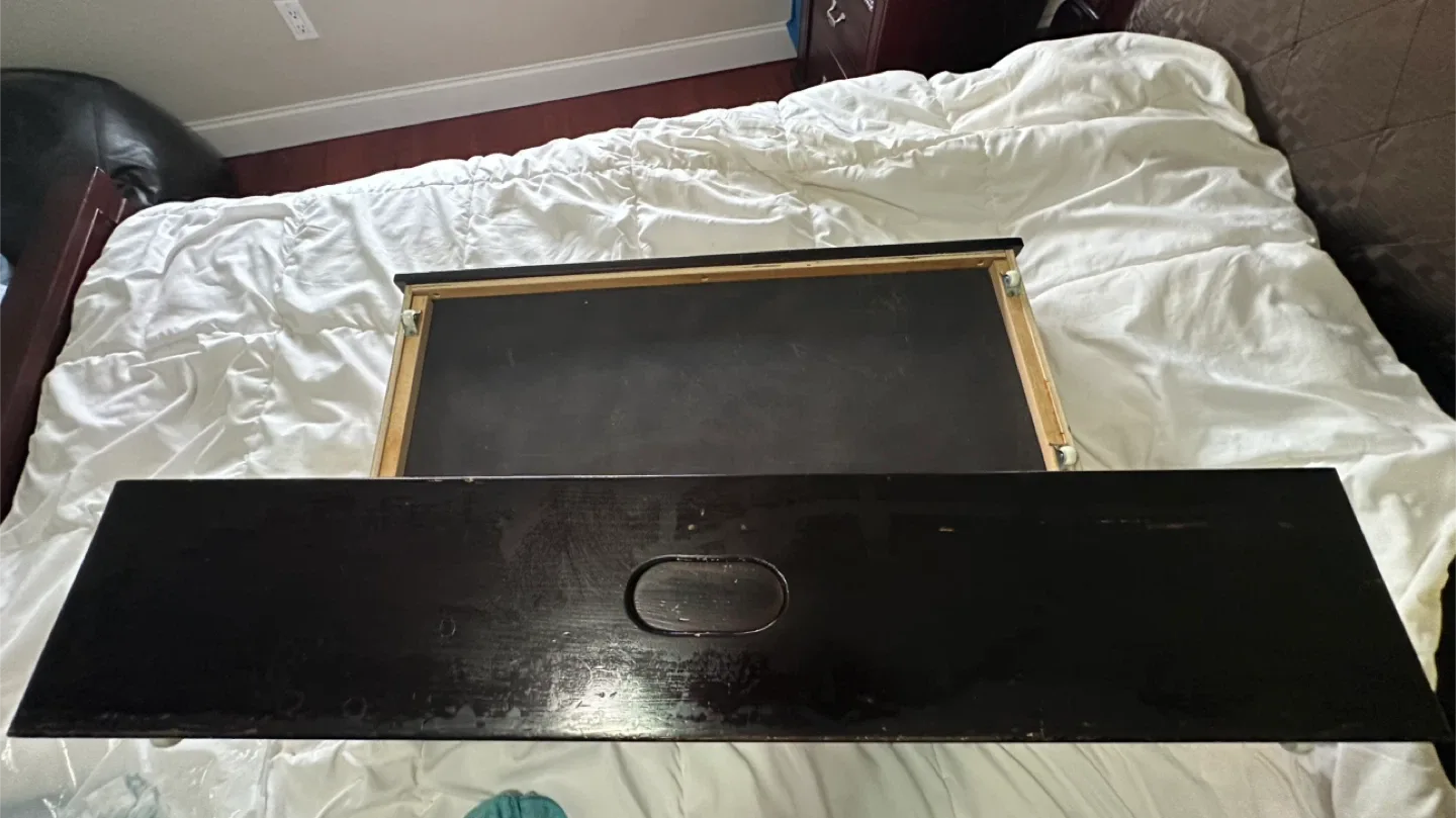 Dark Brown wood under bed Drawer storage with wheels thumbnail