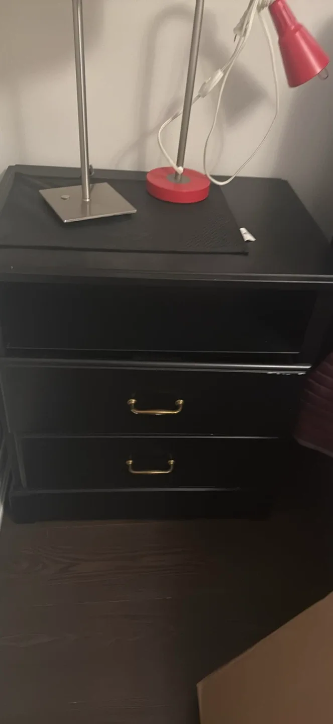 Black Nightstand with Two Drawers image indicator(2)