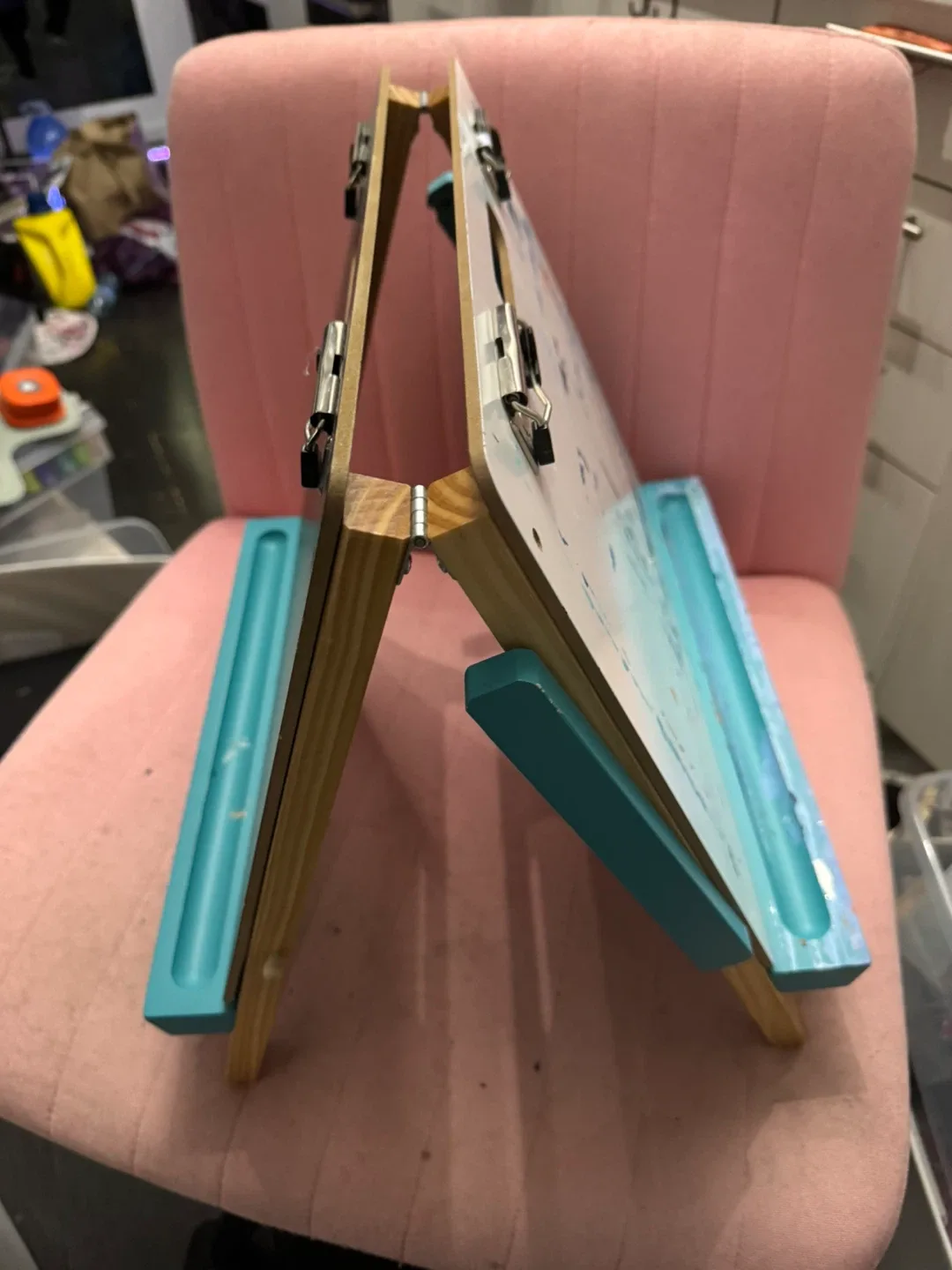 Kids Art Easel - Blue & Wood thumbnail