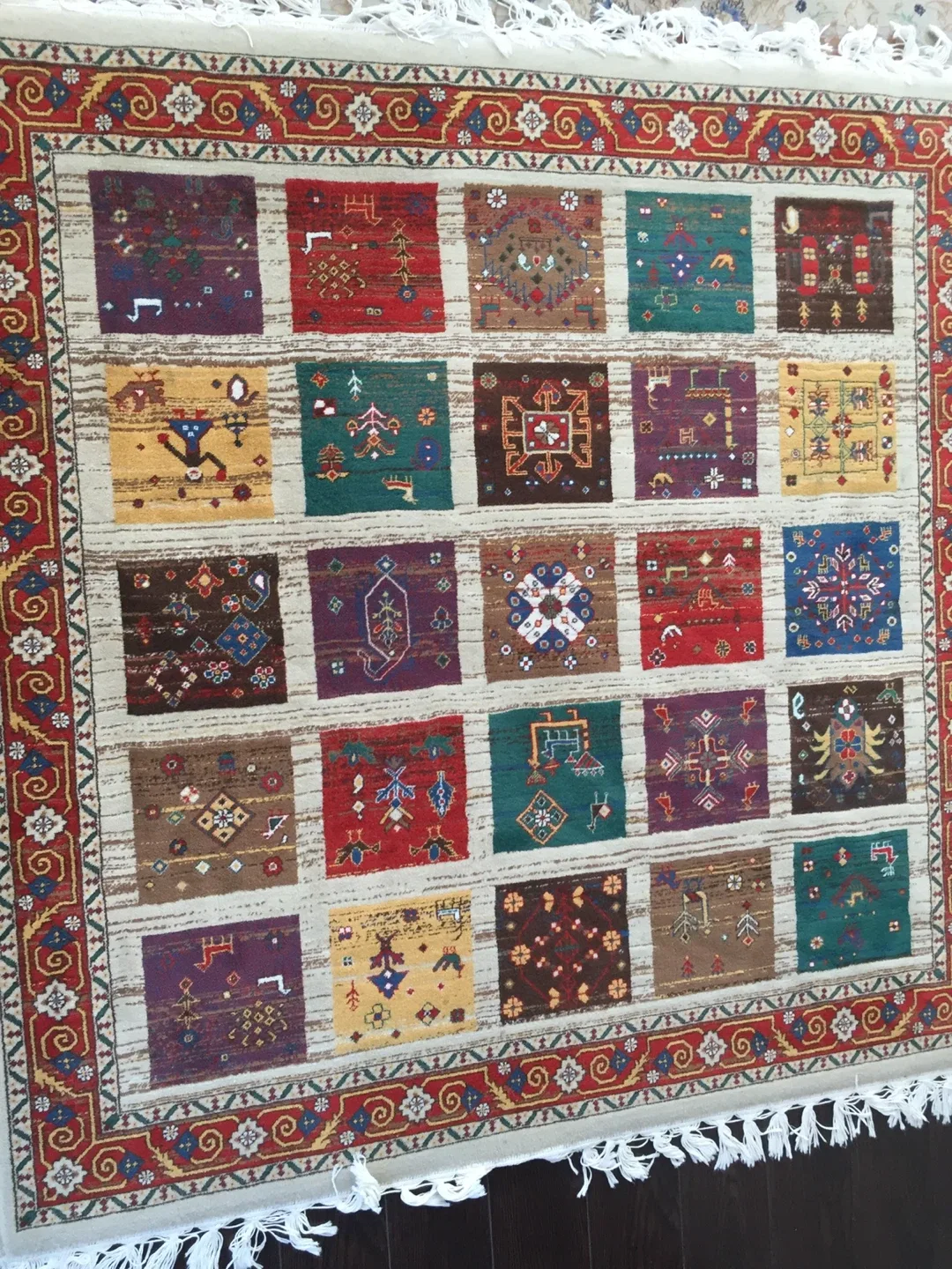 Area Persian square colourful rug image indicator(4)