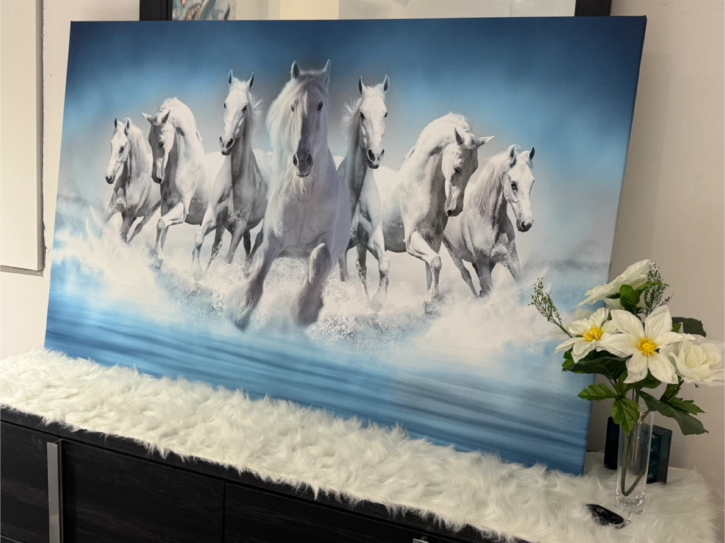 7 running horses canvas