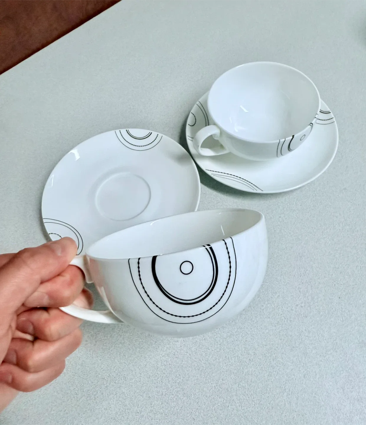 White Teacup and Saucer - Bone China (Set of 2) image indicator(3)