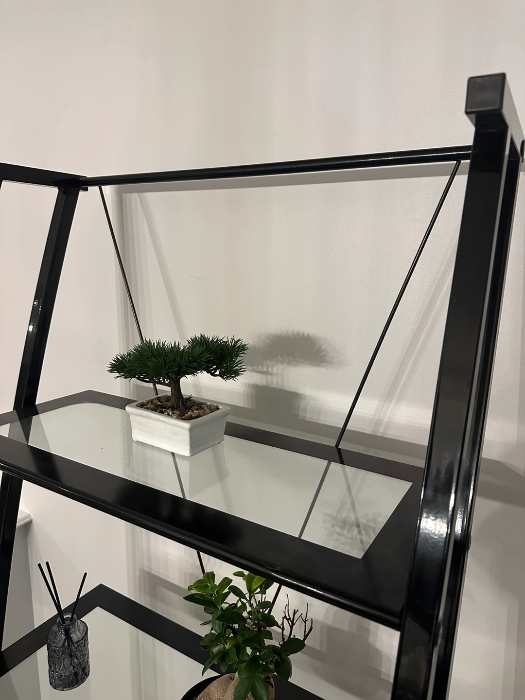 Black Metal and Glass Ladder Shelf - photo 4