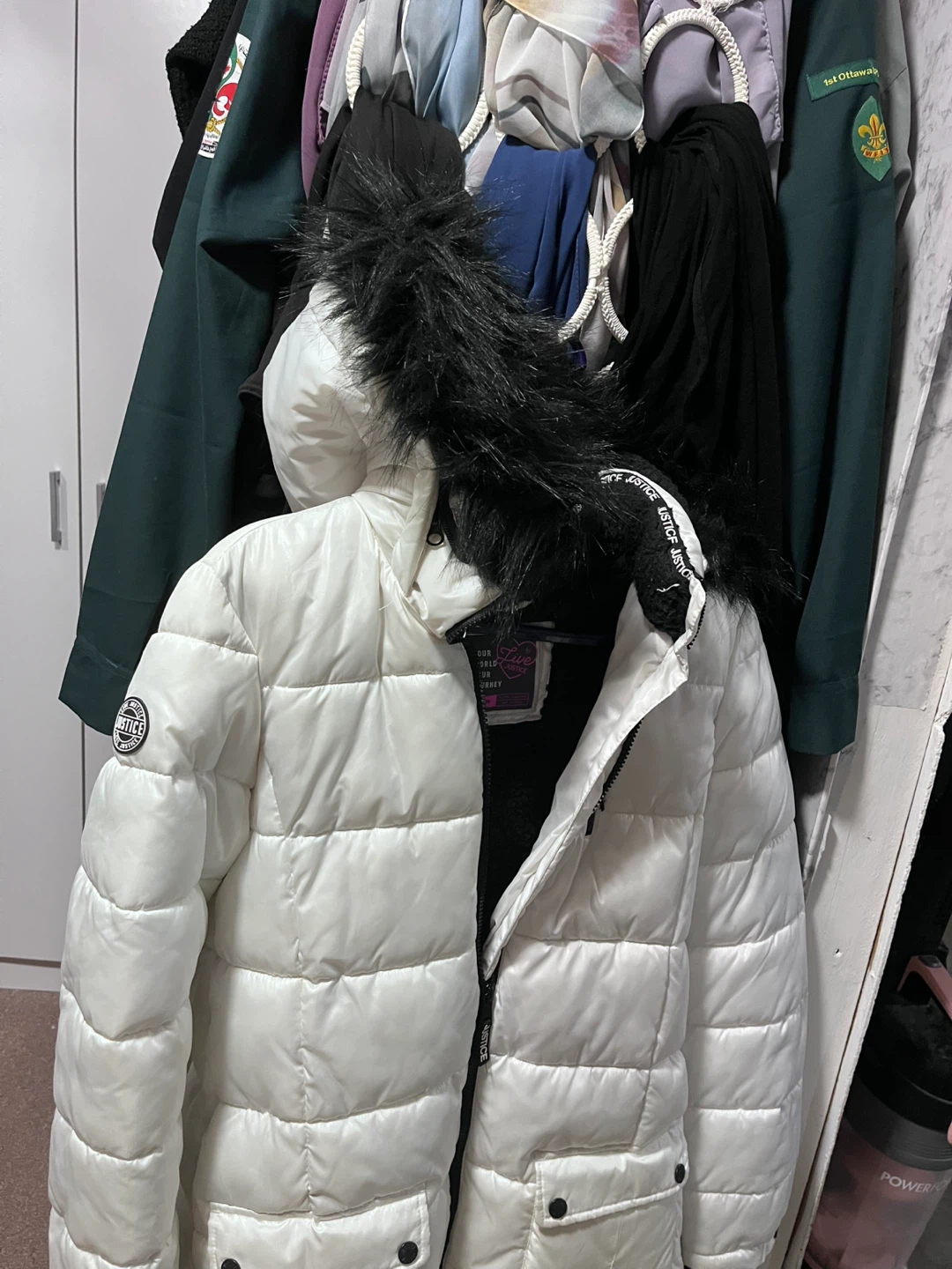Justice White Puffer Jacket - Size M (10/12)