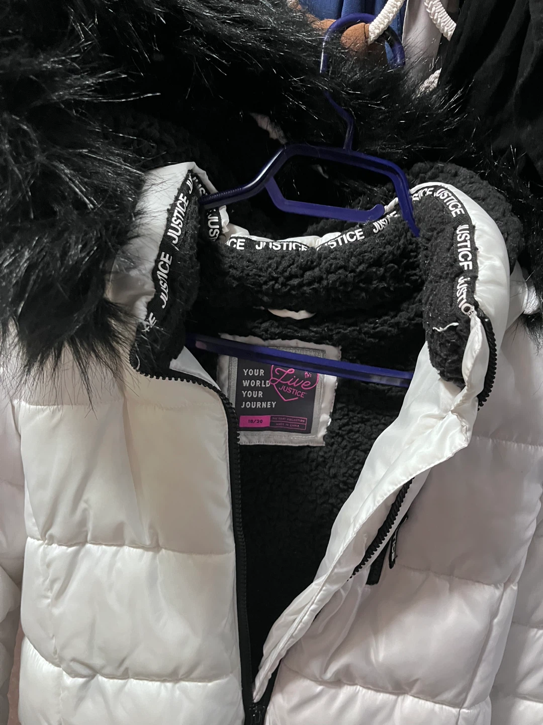 Justice White Puffer Jacket - Size M (10/12) - photo 2