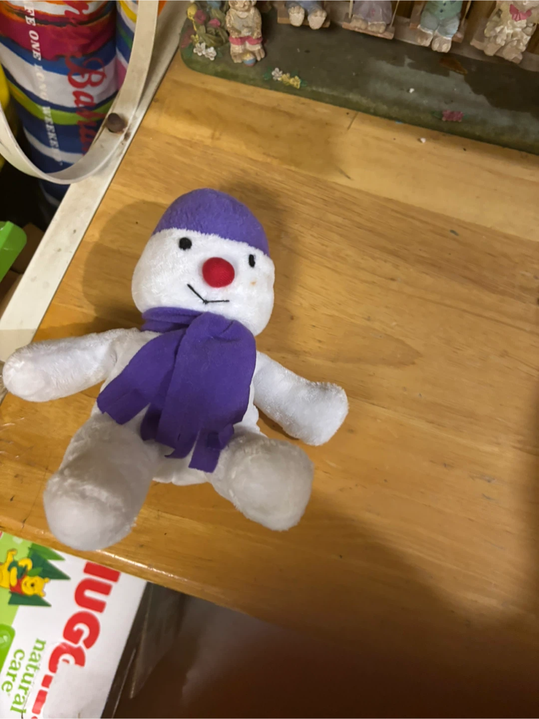 Snowman Plush Toy with Purple Scarf