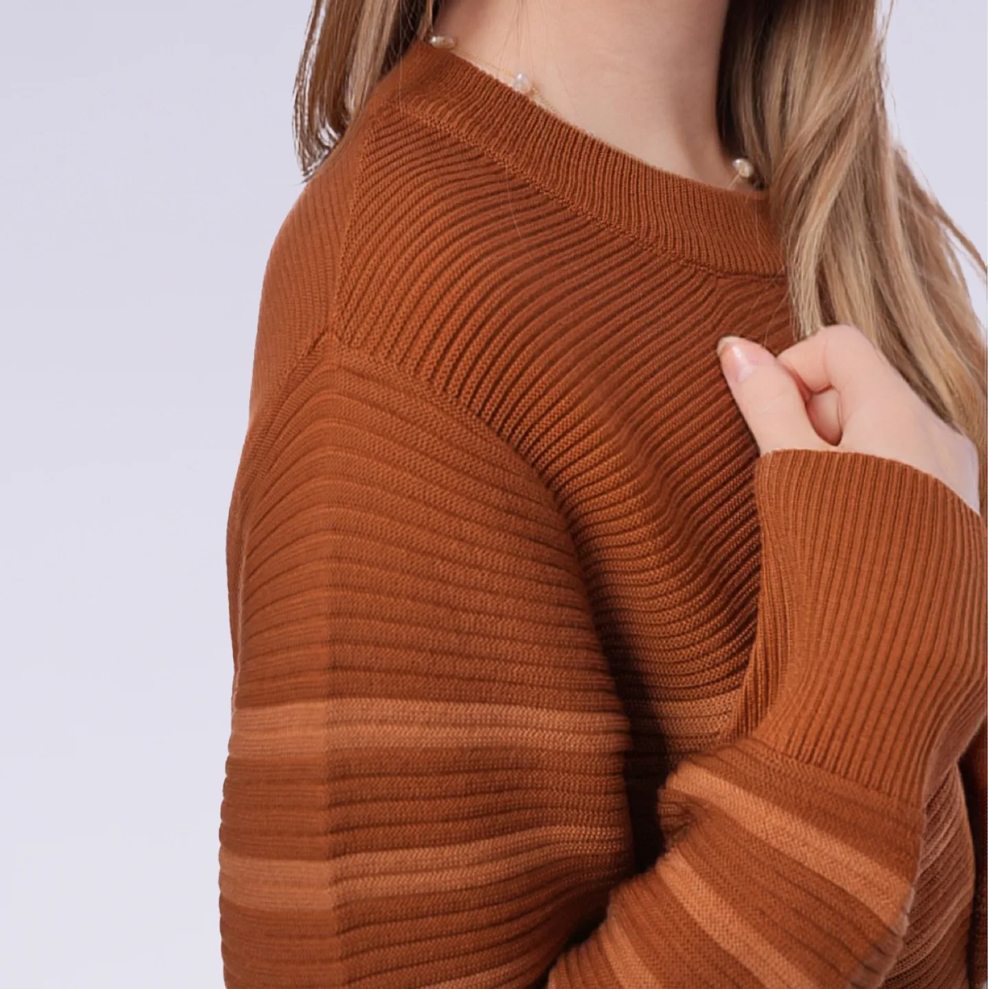 🥕Brown Ribbed Knit Sweater Dress image indicator(2)