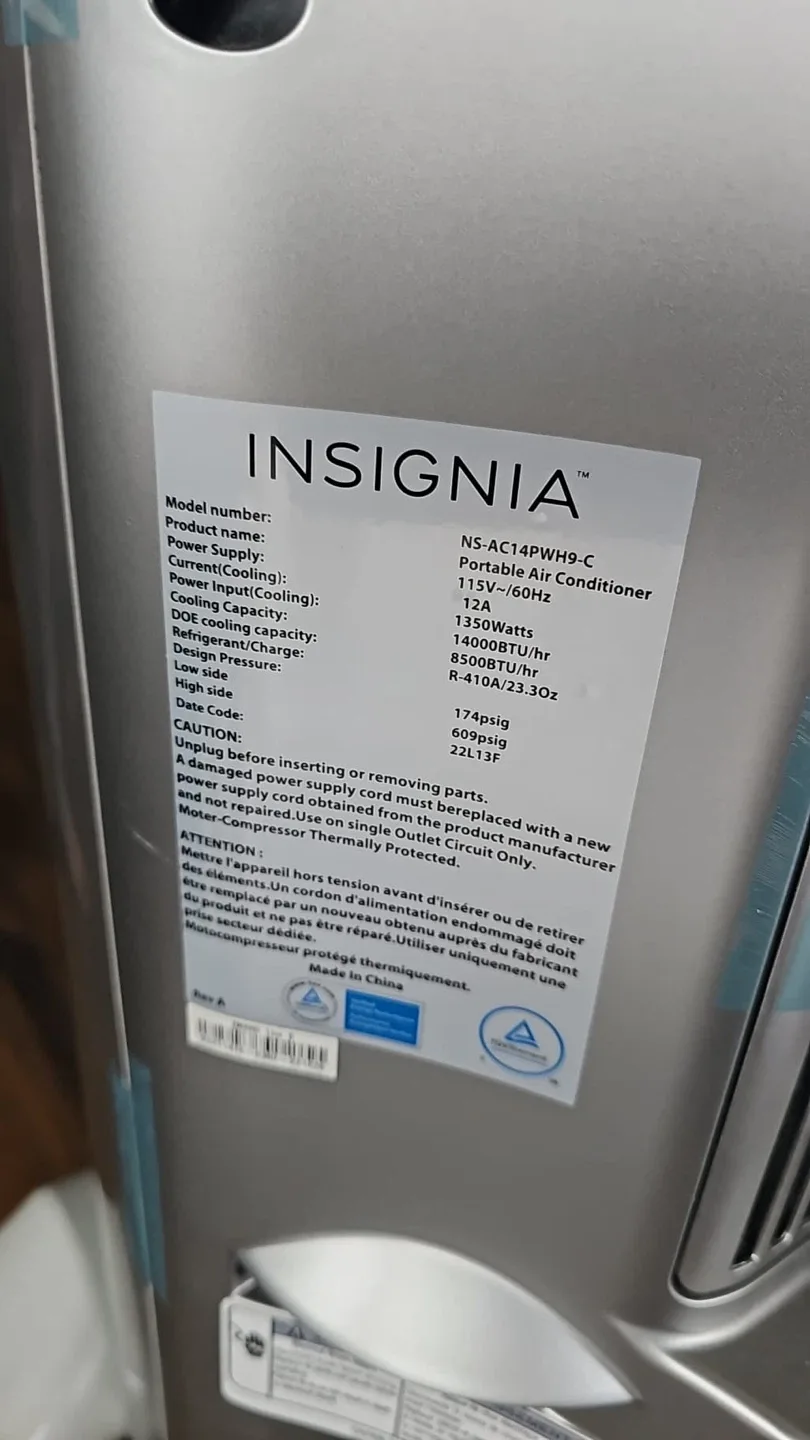 Insignia Portable Air Conditioner NS-AC14PWH9-C image indicator(2)
