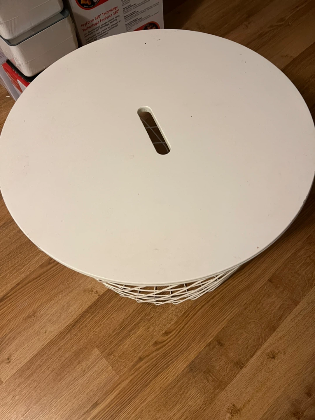White Wire Basket Side Table