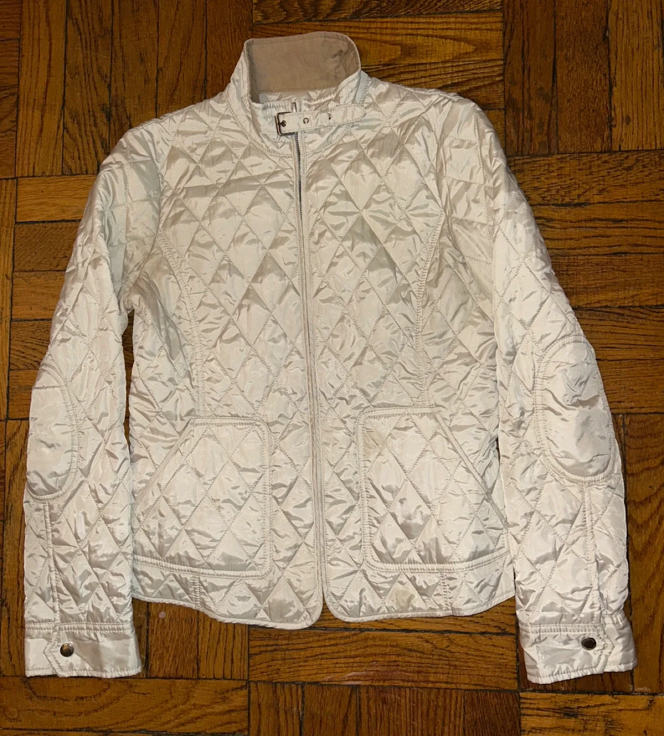 Banana Republic Women’s Ivory Quilted Jacket - SZ Small thumbnail