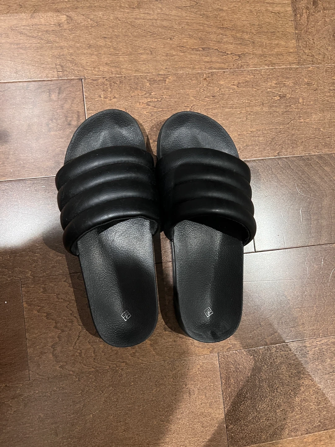 Black puffy slippers